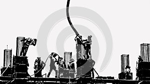 Silhouette Stylized Concept of Construction Site