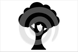 Silhouette of a stylized tree silhouette a white background
