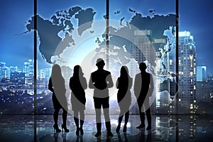 Silhouette of successful business team