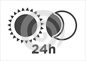 Silhouette of sun and moon circle icon 24h time element vector