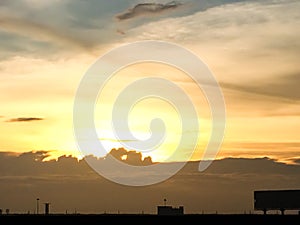 Silhouette of sunset from Hometown in thailand. Downtown