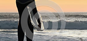 Silhouette surfer bodyboard man on beach