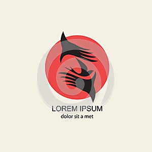 Silhouette swallow in human hands