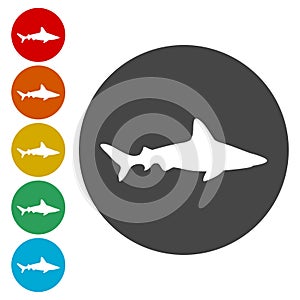 Silhouette, Swimming Shark icon set