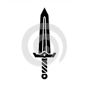 Silhouette of a sword icon featuring a double-edged blade with a central fuller photo