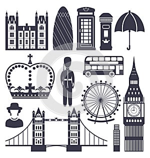 Silhouette Symbols of Great Britain Kingdom