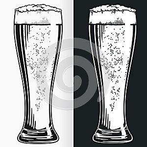 Silhouette Tall Pilsner Beer Glass Stencil Ilustration Drawing