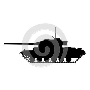 Silhouette Tank German World War 2 Tiger I heavy tank icon. Military army machine war, weapon, battle symbol silhouette