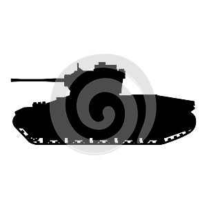 Silhouette Tank Infantry Mk.II Matilda World War 2 Britain tank icon. Military army machine war, weapon, battle symbol