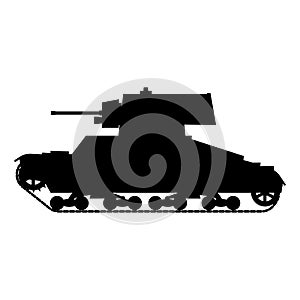 Silhouette Tank Infantry Vickers Mk.E World War 2 Britain tank icon. Military army machine war, weapon, battle symbol