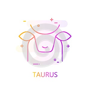 Silhouette of Taurus in color line style. Vector