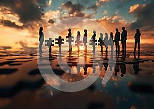 Teamwork Sunset Silhouette