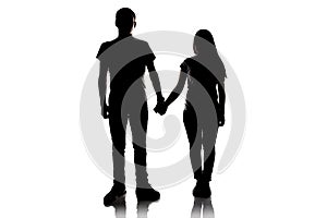 Silhouette of teenagers holding hands