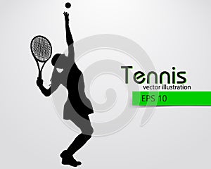 Silhouette of a tennis player.