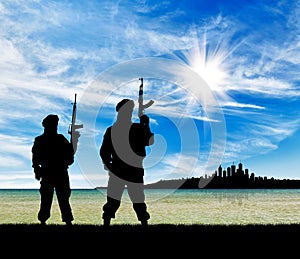 Silhouette of terrorists