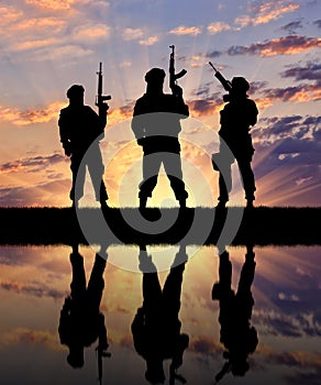 Silhouette of terrorists