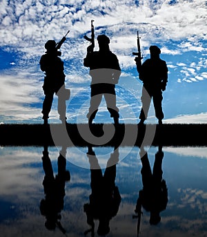 Silhouette of terrorists