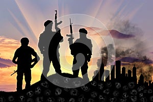 Silhouette of terrorists