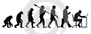 Silhouette of theory of evolution of man photo