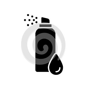 Silhouette thermal water. Outline aerosol spray can with drop. facial skin care, cosmetic illustration. Flat isolated vector icon