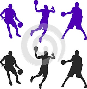 Silhouette of three basketball players. Vector setillustration photo