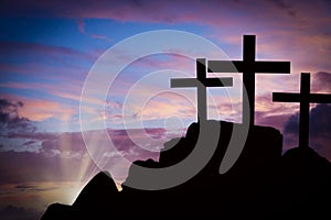 Crosses on a hill photo