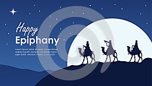 silhouette three wise man on camel for epiphany background