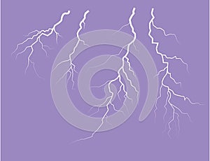 Silhouette Of A Thunder Lightning On A Lilac Background