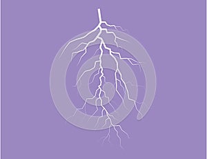 Silhouette Of A Thunder Lightning On A Lilac Background