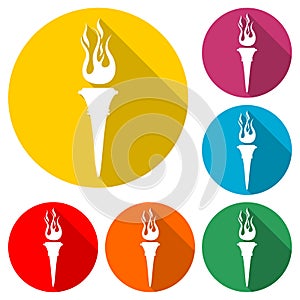 Silhouette Torch icon with long shadow