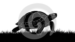 And white emphasizing the tortoise s shape and texture against a plain