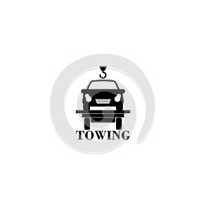 Silhouette towing car logo design isolated on white background