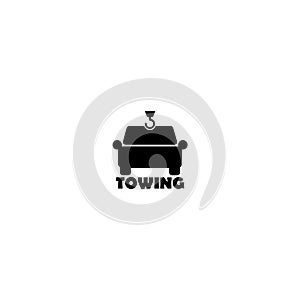 Silhouette towing car logo design isolated on white background
