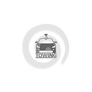 Silhouette towing car logo design isolated on white background