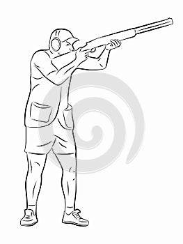 Silhouette trap shooter. vector drawing