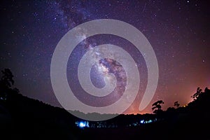 Silhouette of Tree and Milky Way. Long exposure photograph