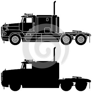Silhouette of a truck Freightliner FLD120.