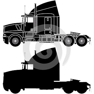 Silhouette of a truck Kenworth T600. photo