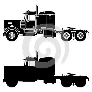 Silhouette of a truck kenworth w900. photo