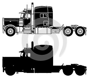 Silhouette of a truck Peterbilt 379X.