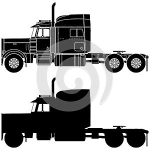 Silhouette of a truck Peterbilt 379.