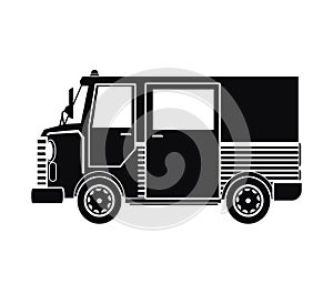 Silhouette truck van delivery shipping mail service