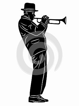 silhouette of a trumpet player. vector drawing