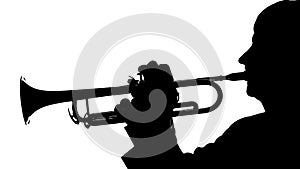 Silhouette trumpeter playing a slow tune on a pipe