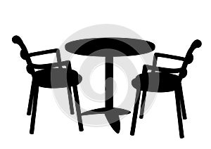 Silhouette of two chairs and a table