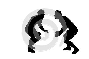 Silhouette of Two Wrestlers