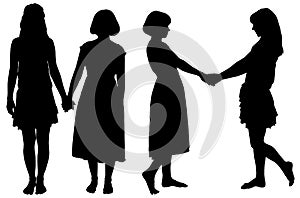 Silhouette of two young slender women