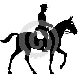Silhouette of Uniformed Rider on Trotting Horse Equestrian Vector Art photo