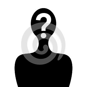 Silhouette of Unknown person with face hidden, covered and masked. Mysterious strange man, anonymous character, vector