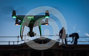 Silhouette of Unmanned Aircraft System UAV Quadcopter Drone